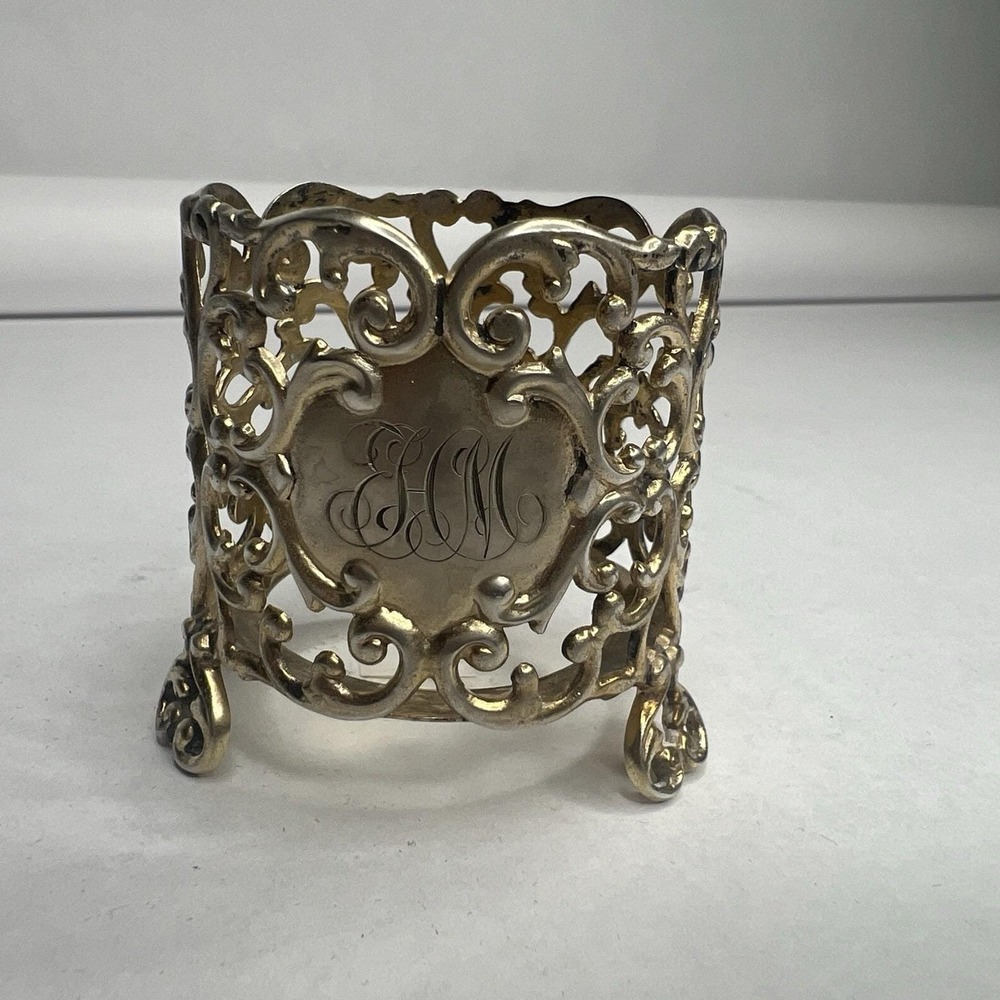 Gorham Antique Vintage Sterling Silver Filigree Perfume Bottle Holder